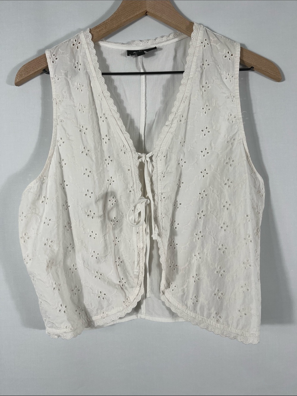 Self Esteem Cream Eyelet Tie-Front Camisole